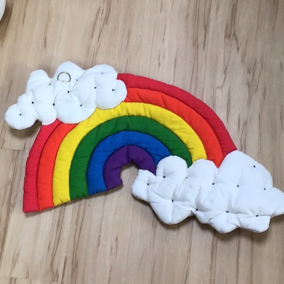 Vintage Handmade Quilted Puffy Rainbow & Clouds Wall Wall Hanging Decor - Picture 2 of 8